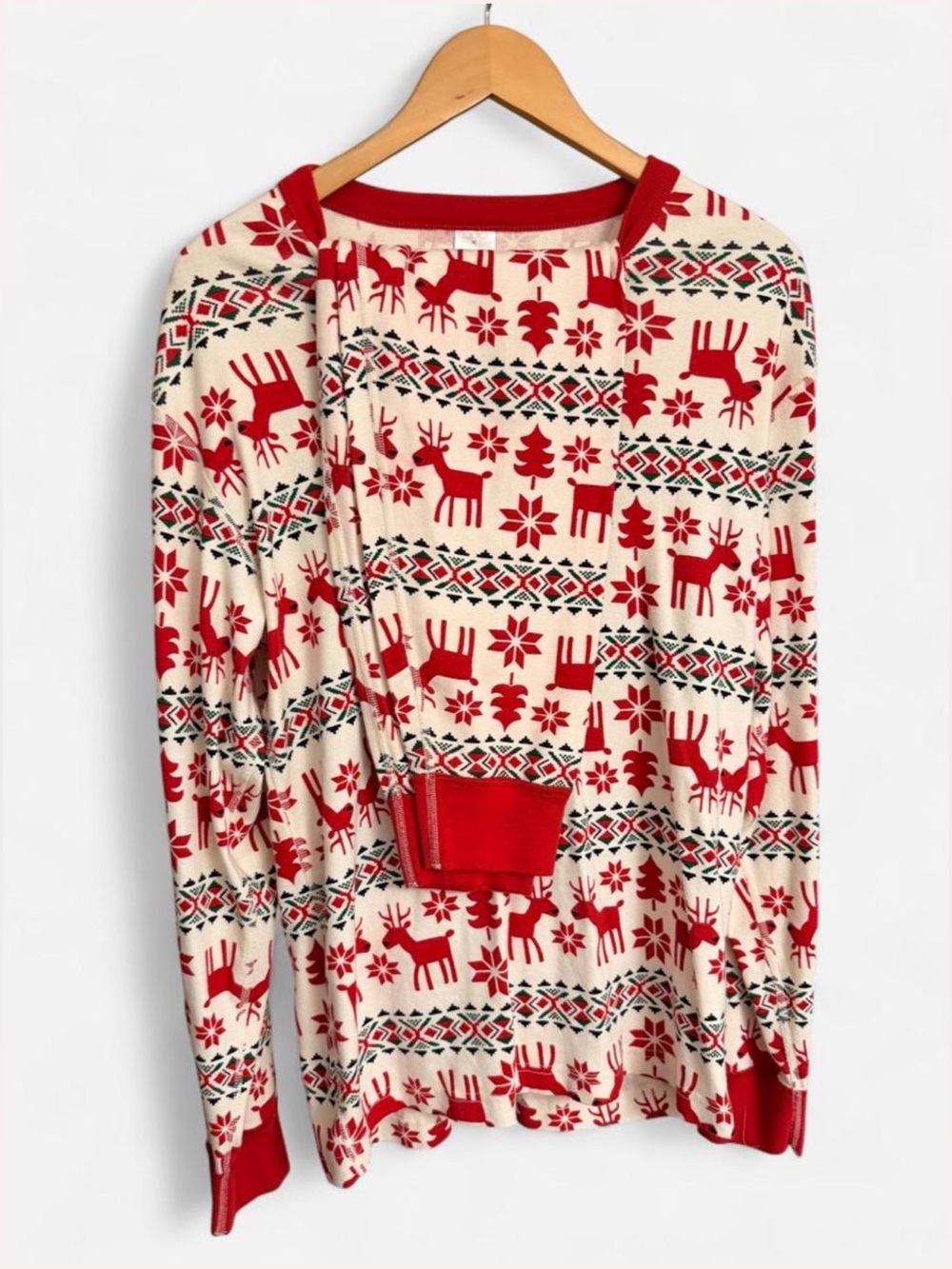 Hanna Andersson Red and White Reindeer Holiday Pajama Set (unisex)